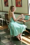 Feet - Julia F - 2011-12-25 Barefoot girl in sea-green dress