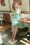 Feet - Julia F - 2011-12-25 Barefoot girl in sea-green dress