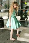Feet - Julia F - 2011-12-25 Barefoot girl in sea-green dress