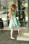 Feet - Julia F - 2011-12-25 Barefoot girl in sea-green dress