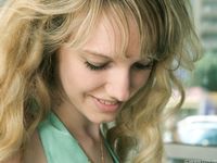 Feet - Julia F - 2011-12-25 Barefoot girl in sea-green dress