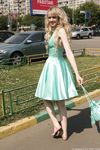 Feet - Julia F - 2011-12-25 Barefoot girl in sea-green dress