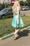 Feet - Julia F - 2011-12-25 Barefoot girl in sea-green dress