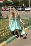 Feet - Julia F - 2011-12-25 Barefoot girl in sea-green dress