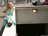 Feet - Julia F - 2011-12-25 Barefoot girl in sea-green dress