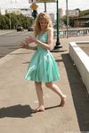 Feet - Julia F - 2011-12-25 Barefoot girl in sea-green dress