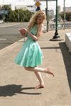 Feet - Julia F - 2011-12-25 Barefoot girl in sea-green dress