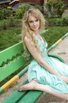 Feet - Julia F - 2011-12-25 Barefoot girl in sea-green dress