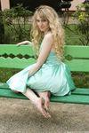 Feet - Julia F - 2011-12-25 Barefoot girl in sea-green dress