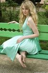 Feet - Julia F - 2011-12-25 Barefoot girl in sea-green dress
