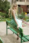 Feet - Julia F - 2011-12-25 Barefoot girl in sea-green dress