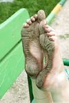 Feet - Julia F - 2011-12-25 Barefoot girl in sea-green dress