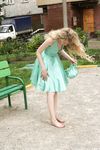 Feet - Julia F - 2011-12-25 Barefoot girl in sea-green dress