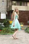 Feet - Julia F - 2011-12-25 Barefoot girl in sea-green dress