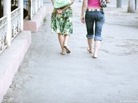 Feet - Katya A + Olga - 2007-12-03 Barefoot trips to Russian towns. Ryazan