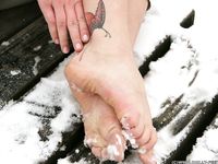 Feet - Ksenia D - 2012-04-30 Blonde girl and white snow