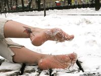 Feet - Ksenia D - 2012-04-30 Blonde girl and white snow