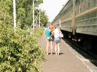 Feet - Ksusha A + Ira - 2008-05-04 Barefoot trips to Russian towns. Kamyshino