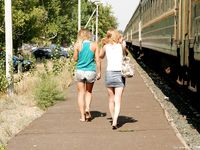 Feet - Ksusha A + Ira - 2008-05-04 Barefoot trips to Russian towns. Kamyshino