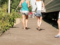 Feet - Ksusha A + Ira - 2008-05-04 Barefoot trips to Russian towns. Kamyshino