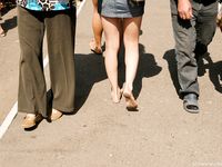 Feet - Ksusha A + Ira - 2008-05-04 Barefoot trips to Russian towns. Kamyshino