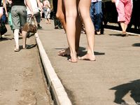 Feet - Ksusha A + Ira - 2008-05-04 Barefoot trips to Russian towns. Kamyshino