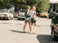 Feet - Ksusha A + Ira - 2008-05-04 Barefoot trips to Russian towns. Kamyshino