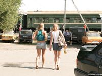 Feet - Ksusha A + Ira - 2008-05-04 Barefoot trips to Russian towns. Kamyshino