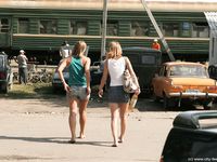 Feet - Ksusha A + Ira - 2008-05-04 Barefoot trips to Russian towns. Kamyshino