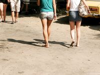 Feet - Ksusha A + Ira - 2008-05-04 Barefoot trips to Russian towns. Kamyshino