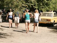 Feet - Ksusha A + Ira - 2008-05-04 Barefoot trips to Russian towns. Kamyshino