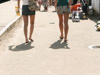 Feet - Ksusha A + Ira - 2008-05-04 Barefoot trips to Russian towns. Kamyshino