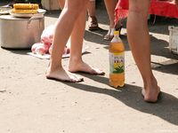 Feet - Ksusha A + Ira - 2008-05-04 Barefoot trips to Russian towns. Kamyshino