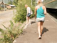 Feet - Ksusha A + Ira - 2008-05-04 Barefoot trips to Russian towns. Kamyshino