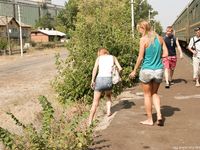 Feet - Ksusha A + Ira - 2008-05-04 Barefoot trips to Russian towns. Kamyshino