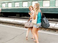 Feet - Ksusha A + Ira - 2008-05-04 Barefoot trips to Russian towns. Kamyshino