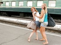 Feet - Ksusha A + Ira - 2008-05-04 Barefoot trips to Russian towns. Kamyshino