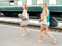 Feet - Ksusha A + Ira - 2008-05-04 Barefoot trips to Russian towns. Kamyshino