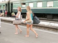 Feet - Ksusha A + Ira - 2008-05-04 Barefoot trips to Russian towns. Kamyshino