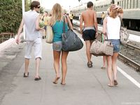 Feet - Ksusha A + Ira - 2008-05-04 Barefoot trips to Russian towns. Kamyshino