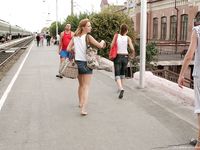 Feet - Ksusha A + Ira - 2008-05-04 Barefoot trips to Russian towns. Kamyshino