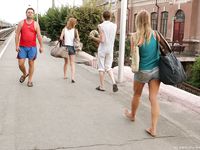 Feet - Ksusha A + Ira - 2008-05-04 Barefoot trips to Russian towns. Kamyshino