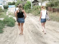 Feet - Ksusha A + Ira - 2008-05-04 Barefoot trips to Russian towns. Kamyshino