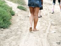 Feet - Ksusha A + Ira - 2008-05-04 Barefoot trips to Russian towns. Kamyshino