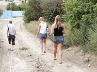 Feet - Ksusha A + Ira - 2008-05-04 Barefoot trips to Russian towns. Kamyshino