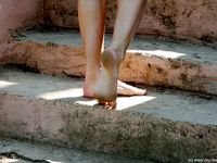 Feet - Ksusha A + Ira - 2008-05-04 Barefoot trips to Russian towns. Kamyshino