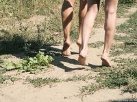 Feet - Ksusha A + Ira - 2008-05-04 Barefoot trips to Russian towns. Kamyshino