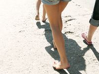 Feet - Ksusha A + Ira - 2008-05-04 Barefoot trips to Russian towns. Kamyshino