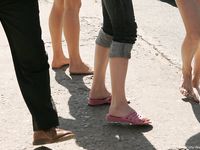 Feet - Ksusha A + Ira - 2008-05-04 Barefoot trips to Russian towns. Kamyshino