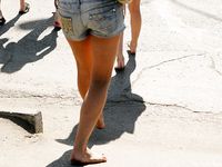 Feet - Ksusha A + Ira - 2008-05-04 Barefoot trips to Russian towns. Kamyshino